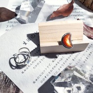 925銀金草莓月亮戒指 彩月藍月光石流線戒指 時尚中性款