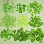 MIQUELGM 30pcs Green Acrylic Leaf Beads, Leaf Shape Green Green Transparent Leaf Shape Beads, Transp