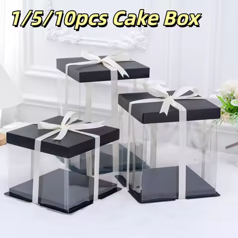 1/5/10pcs Cake Transport Box Pastry Cake Box Plastic Packing Box Transparent Wedding Box Party Wrapp