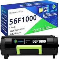 56F1000 Toner Cartridge 6000 Page (with Chip) Compatible with Lexmark 56F1000 Black Toner Cartridge