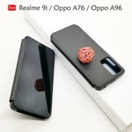 Carristo Realme 9i / Oppo A76 / Oppo A96 Delight Mirror Flip Case Cover Stand Pouch Leather Casing P