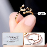 【Adjustable Fit & Zodiac Design】 Fashion Copper Brass Open Ring with Sparkling Zirconia Zodiac Const