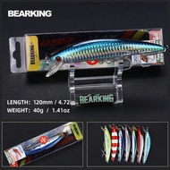 Bearking 12cm 40g deep diver sinking Minnow Fishing Lure Laser Hard Artificial Bait 3D Eyes Fishing 