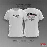 T-shirt T-Shirt DISTANCE " it's just a mile KAR CLUB Running Concept (XS-5XL)White/Black S-5XL