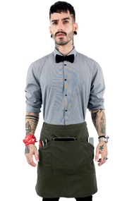Under NY Sky Half Army Green Apron with Durable Twill – Bistro Apron, Waist Apron adjustable for Men
