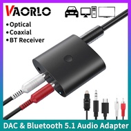 DAC Bluetooth 5.1 ตัวรับสัญญาณเสียงดิจิตอลเป็นตัวแปลงอนาล็อก 3.5 มม. AUX RCA Coaxial Optical Stereo Wireless Adapter สําหรับ TV PC รถ