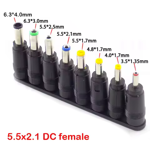 8pcs Universal Laptop DC Power Supply Adapter Connector Plug AC DC Jack Charger Connectors Power Ada