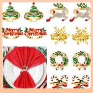 ⇕Source Christmas Tree Reindeer Napkin Ring Bell Napkin Ring Metal Cloth Ring Christmas Decoration B