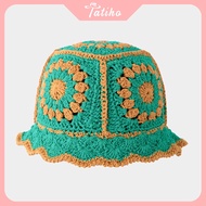 Mũ bucket len nam nữ Mũ beret nồi trơn họa tiết bông hoa Thời trang thu đông phong cách Ulzzang - Ha