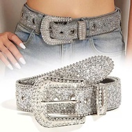 Super beautiful YK2 style belt with sparkling stones, hottrend Korean style dress belt for women