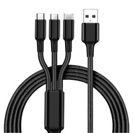 【COD+ส่งจากไทย】1.2M 2A สายชาร์จ3 in 1 ชาร์จเร็ว 3 หัวCharging Cable USB to Micro USB/Type-C ไอโฟน สายชาร์จมัลติฟังก์ชั่นถักไนลอน ใช้กับมือถือ iPhone 11 7 8