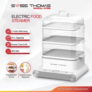 Swiss Thomas Electric Food Steamer 3 Tier 21L Transparent Cover Pengukus Makanan