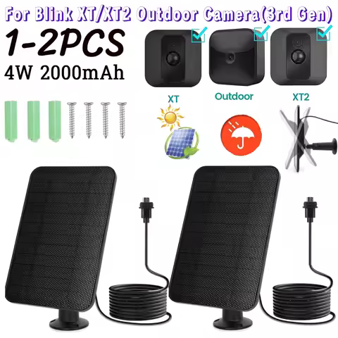 1-2PCS Solar Panel Kit 4W IP Security Camera Charger for Blink XT/XT2 Camera for Blink Outdoor 3rd G