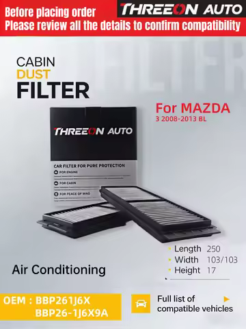 For MAZDA 3 BL 1.6 2.0 2.2 2.3 2.5 MAZDA 3 Saloon Set of 2 Air Cabin Filter BBP261J6X BBP26-1J6X9A C