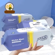 🤝🏼80pcs Kitchen Cleaning Wipes Strong Decontamination Kitchen Wipes Degreasing Lap Pembersih Dapur C