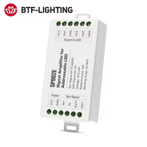 SP902E SPI Signal Amplifier Repeater 2 Channels WS2812B WS2811 SK6812 WS2814 RGBW RGB Pixel Addressa