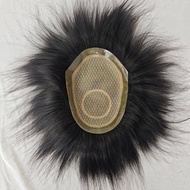 3# Net 100% Human Hair No knots Silk Top Natural Looking Straight Wig Remy Human Natural Hair Men To