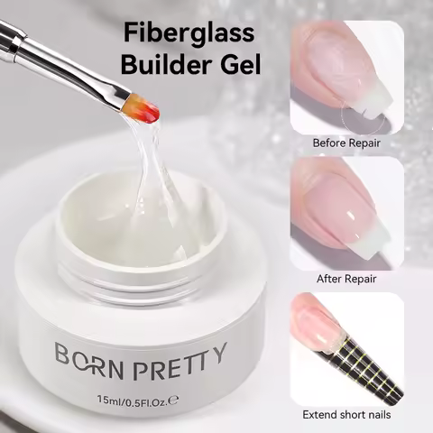 BORN PRETTY 15g Fiber Glass Extension Nail Gel Repair for Broken Thicken Thin Nails Manicure Fibergl