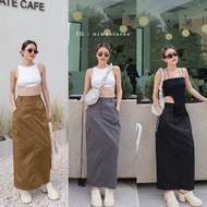 (GM) Cargo Skirt Made Of Nylon Fabric • Side Pockets High Back Slit y2k Style This Year Is Really Ho
