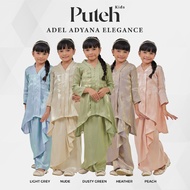 ADEL Puteh Kids Baju Kurung Moden Budak Premium Shimmer Plain Koleksi Raya 2024