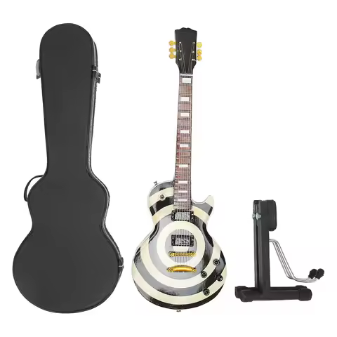Miniature Guitar Model Simulation Innovative Black White Circle Wooden Miniature Electric Guitar For