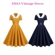 MILI Retro Dress - French Hepburn Style with Umbrella Hem, Free Belt, Up to 2XL