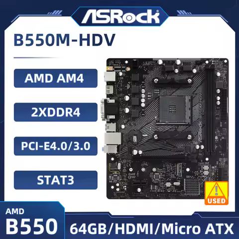 ASRock B550M-HDV Motherboard AM4 B550 motherboard PCIe 4.0 DDR4 4733MHz 64GB B550M-HDV for Ryzen5600