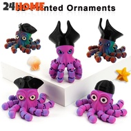 24HOME Novelty Pirate Octopus Toy 3D Printed Articulated Cool Desk Decor Articulated Animal Model Co