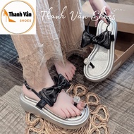 Women's Sandal with bow clip and stone bow, 5cm high, beautiful (D0330)