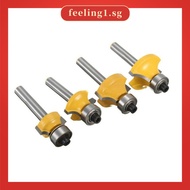 【FEELING】4pcs 1/4 inch Shank Round Over Bead Edge Forming Router Bit 1/2 3/8 1/4 1/8