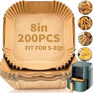 Air Fryer Liners Disposable 200 PCS, 8 Inch Air Fryer Parchment Paper Liners for 5-8QT Non-Stick Oil