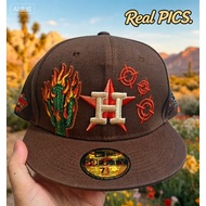 Houston Astros  Houston Astros Hustle Town Flame Cactus Brown Fitted Hat Hip-Hop Flat Brimmed Baseba