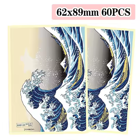 62x89mm 60PCS Art Card Sleeves, Great Wave Card Sleeves for Game Cards/ YGO, Card Collection Player'