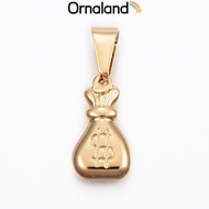 1pc 304 Stainless Steel Pendants Money bag Golden 20x11x4mm Hole: 9x5mm