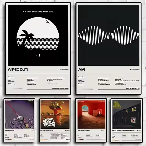 Music Album Band Details Poster Gorillaz Arctic Monkeys AM Rap Hip Hop Rock Aesthetic Canvas Paintin