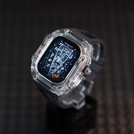 ยางเคสสำหรับ Apple Watch ใสสุดหรูขนาด49มม. ชุดแท่งฟลูออโรสายยืดกีฬาสำหรับ I Watch Series 9 8 7 6 5 4