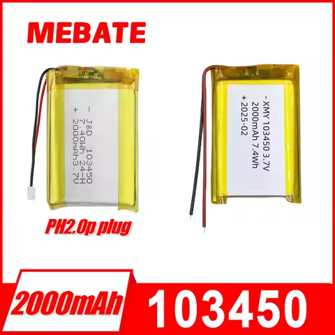 5Pcs 3.7V 2000mAh 103450 Polymer Lithium Battery Lithium Ion Battery For Power Bank GPS 100% Real Ca
