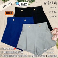 3152 January 高品质简约高腰韩版罗马短裤