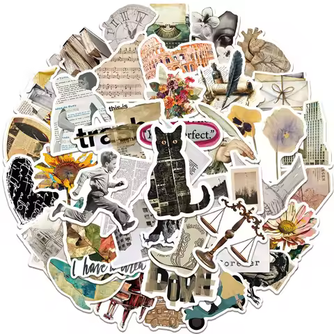 50pcs Retro Newspaper Stickers | Waterproof Urban Art Decals for Guitars & Tech LanLanStickersWorld 