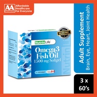 NutrinLife Omega 3 Fish Oil 1500mg Softgel 3x60's [New Packaging]