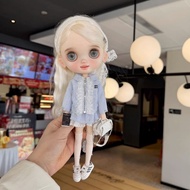 Small Cloth blythe Doll Clothes ob24 azone Blue Striped Suit