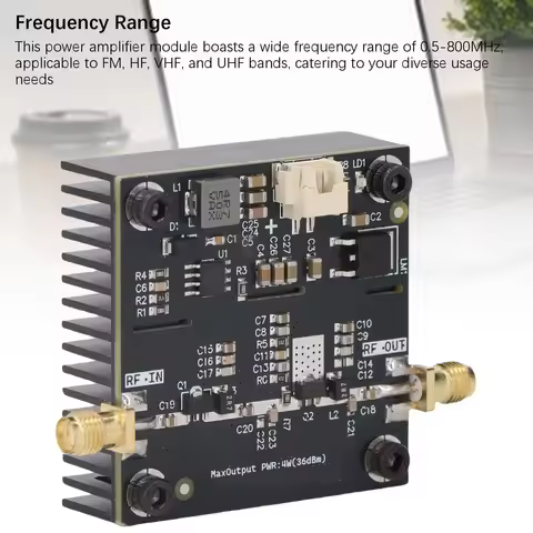 RF Power Amplifier Module VHF UHF Radio Frequency Power Amplifier Board 0.5-800MHz 35-37dBm Radio Fr