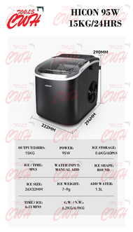 HICON 95W 15KG/24HRS MINI ICE CUBE MAKER MAKING MACHINE MESIN BUAT BATU AIS