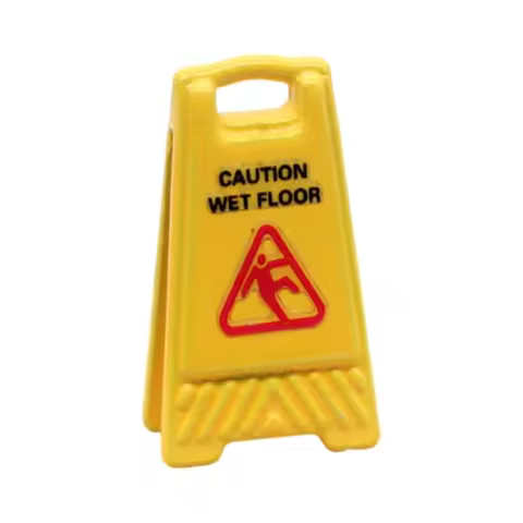 Caution Wet Floor Sign Warning Sign Model Figurine Miniature Scene Decoration 15UB