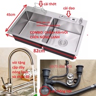 CHẬU ĐÚC Combo Chậu Rửa Chén Bát INOX 304 N16 8245 NA.GRAND và Xả Thoát Nước và Vòi chén nóng lạnh b
