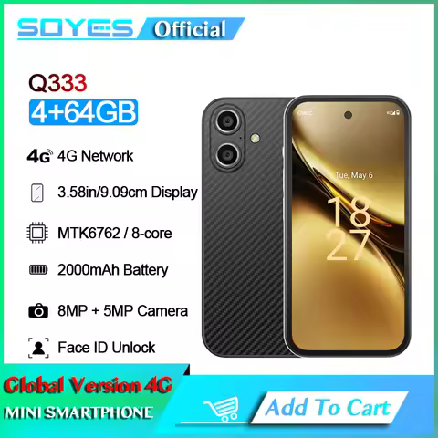 SOYES Q333 4GB RAM 64GB ROM Android 12.0 Smartphone MTK6762 2000mAh Face ID 4G LTE Type-C OTG 3.58‘’