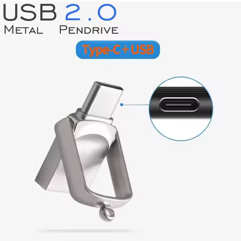 TYPE-C USB Flash Drive 2.0 64GB Metal 2-in-1 High Speed Pen Drive Rotatable U disk for PC and Type-C
