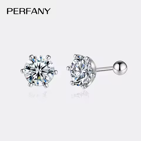 PERFANY 0.2CT-2CT Moissanite Earrings for Women S925 Pure Silver Screws Laboratory Certified Diamond