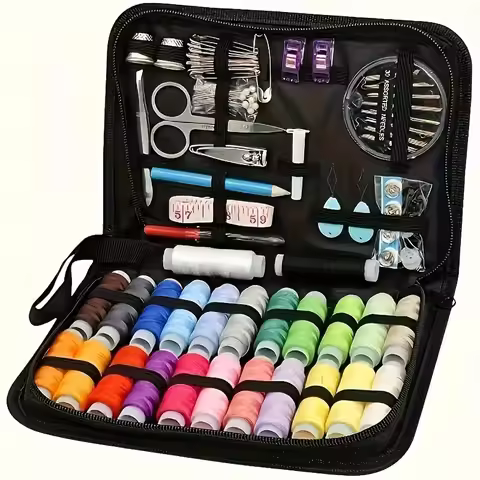 Large Sewing Kit Set 24-Colored Threads 30 Assorted Needles Multi-Tools 31×20.6cm for Home Repair Cr