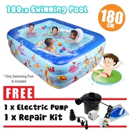 kolam renang budak kolam mandi budak kolam mandi besar ALX 180cm Inflatable 3 Rings Family Outdoor P